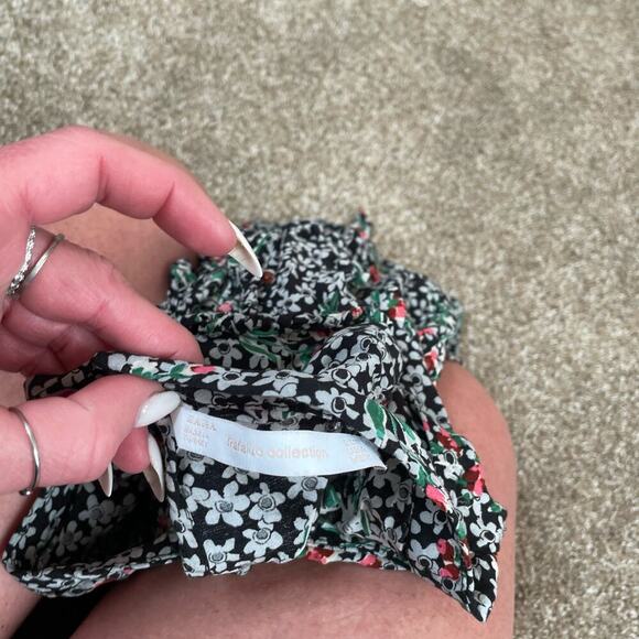 Zara blouse black ditsy floral print ruffle collar lightweight top SZ SM Zara - Picture 3 of 7